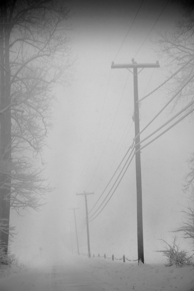 Michael Ast, Spinnerstown, Bucks County, winter, fog, telephone poles, telephone wires, snow