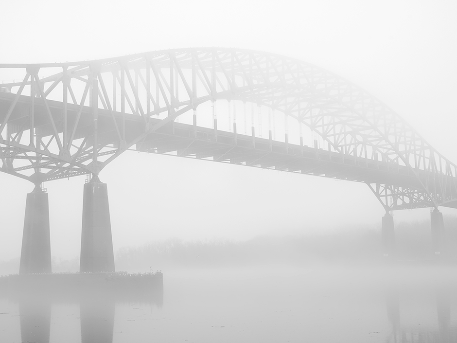 Delaware River, Michael Ast, Bucks County, PA, Pennsylvania, fog, river, river bank, Delaware Memorial Bridge, turnpike, New Jersey, bridge, I-276