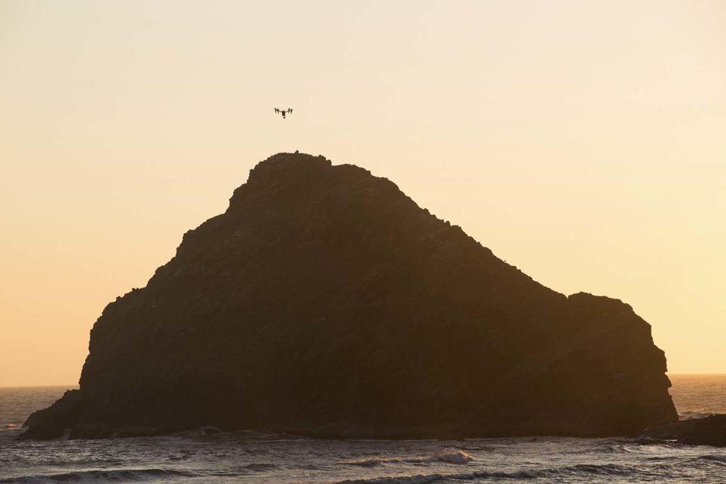 Heceta Beach, drone, sunset, dusk, outcrop, Pacific ocean, coast, Pacific Highway, Pacific 101, dusk, Route 101, Michael Ast, Oregon
