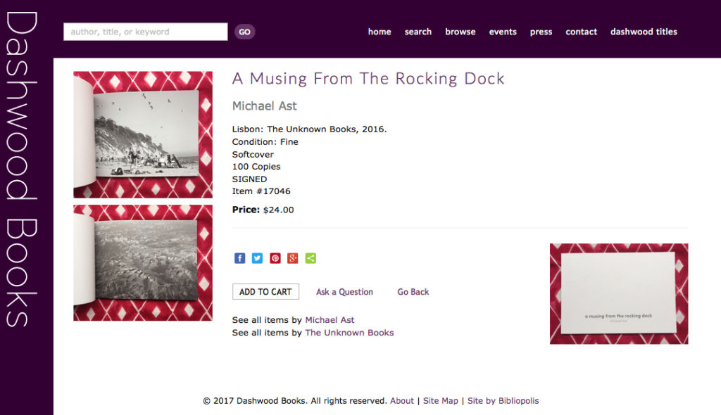 a musing from the rocking dock, Michael Ast, photobook, Dashwood Books